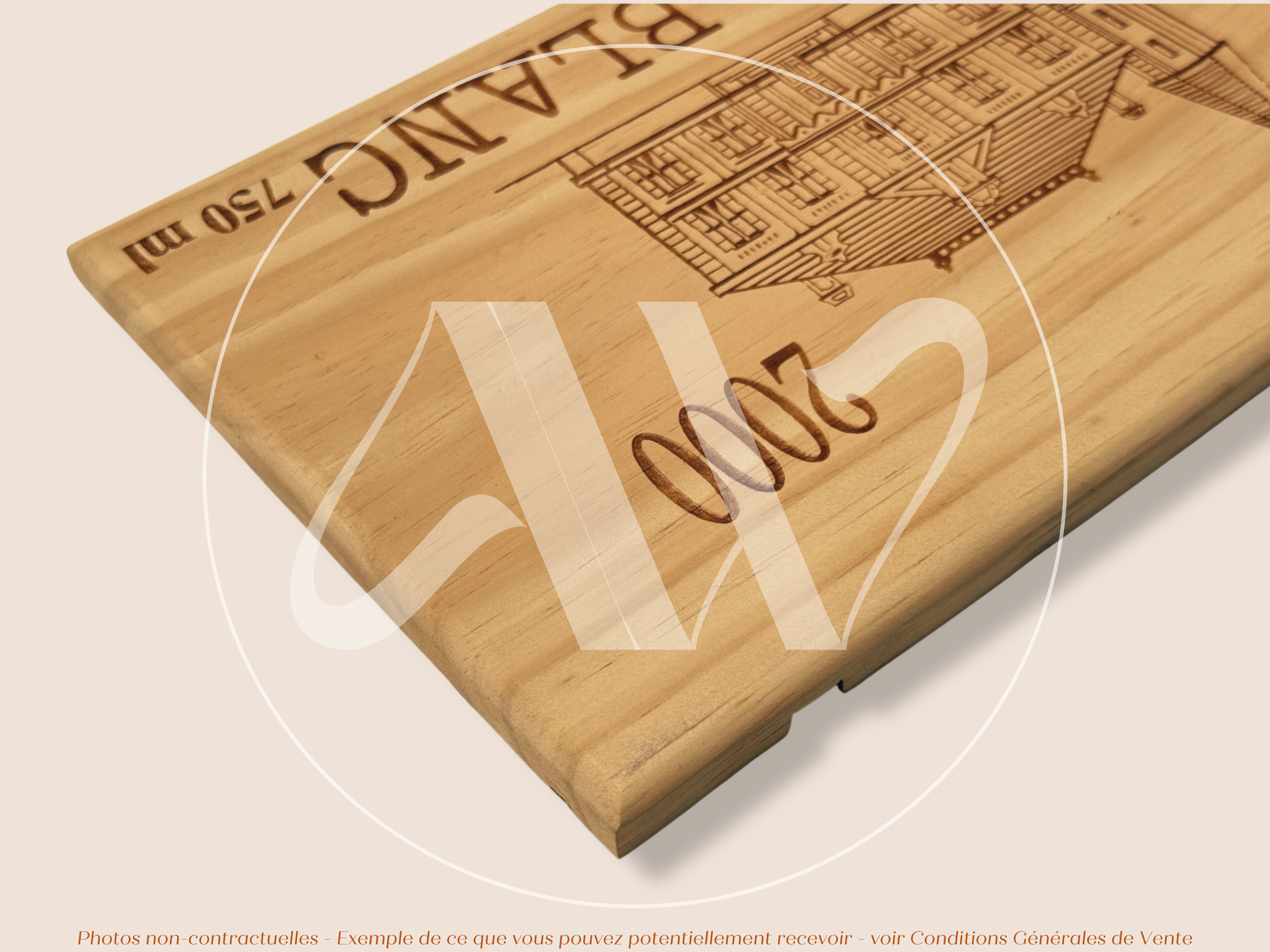 Estampe de caisse de vin Château Cheval Blanc 2000 – Saint-Émilion – Bordeaux - 30 × 17 cm