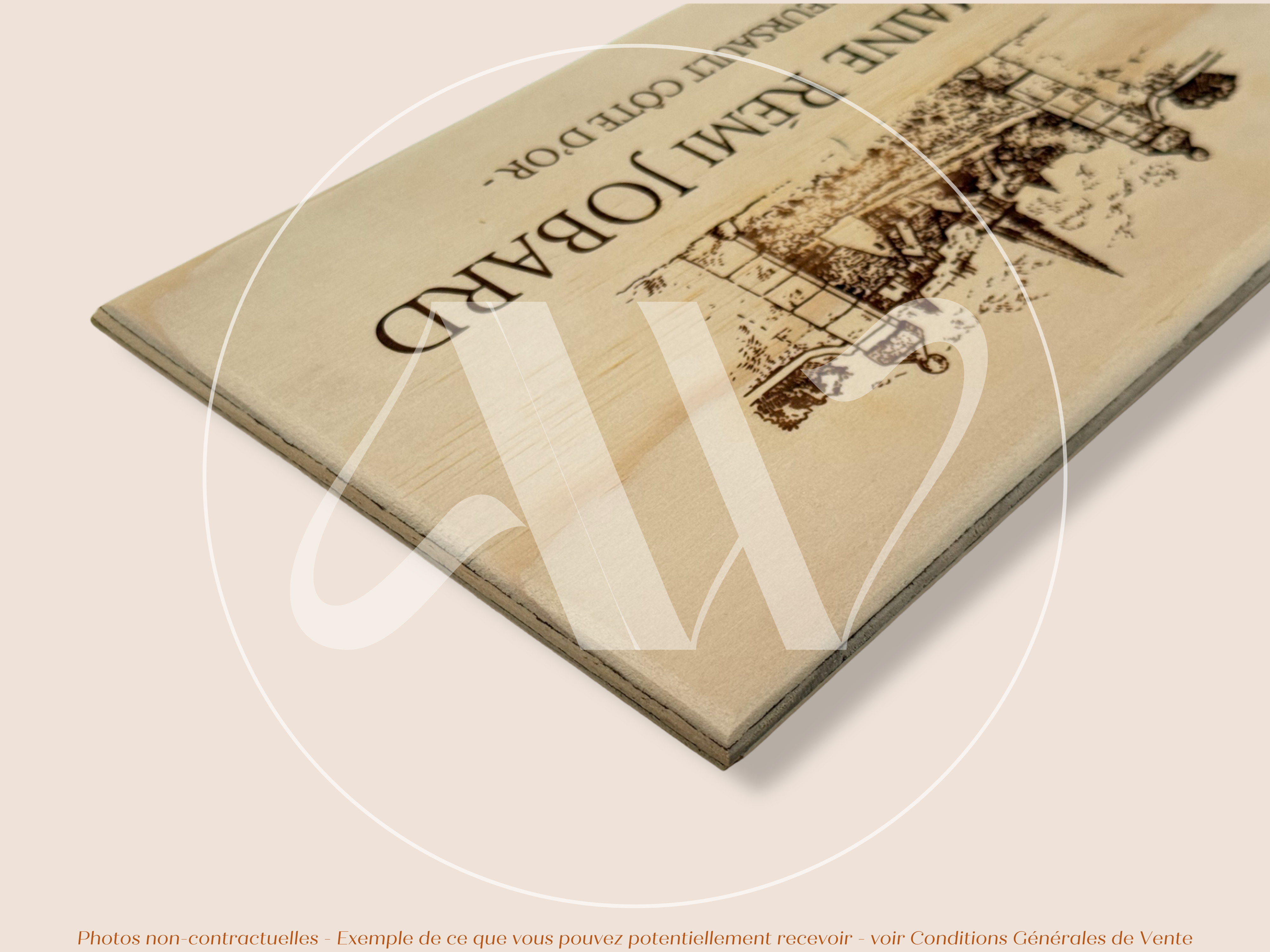 Domaine Rémi Jobard — Bourgogne — France — Meursault — Sans millésime — 30 × 17 cm — Couvercle caisse de vin en bois