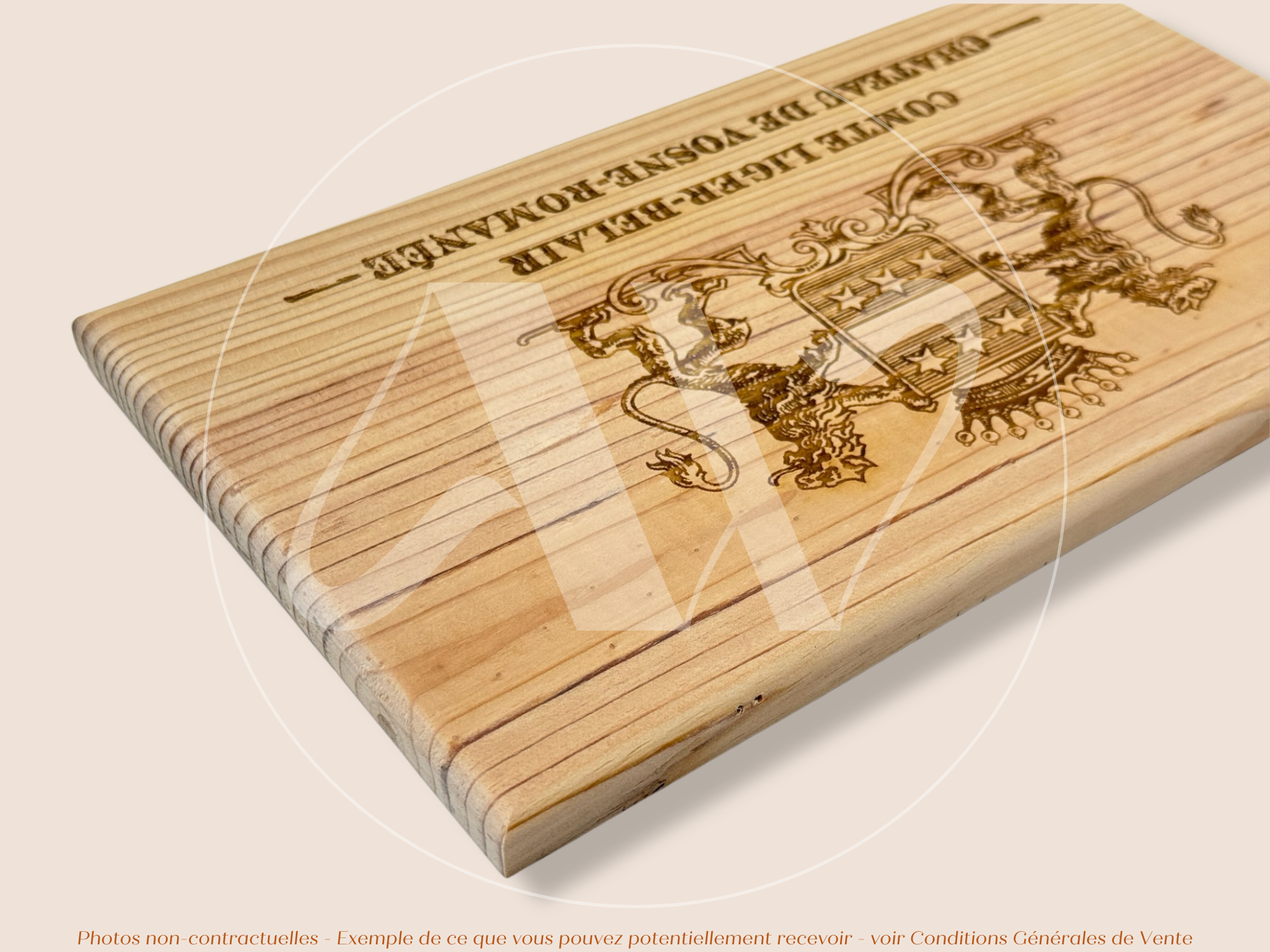 Estampe / Façade d'une caisse de vin en bois du Domaine du Comte Liger Belair - Bourgogne | Format 12 bouteilles = 30x17 cm