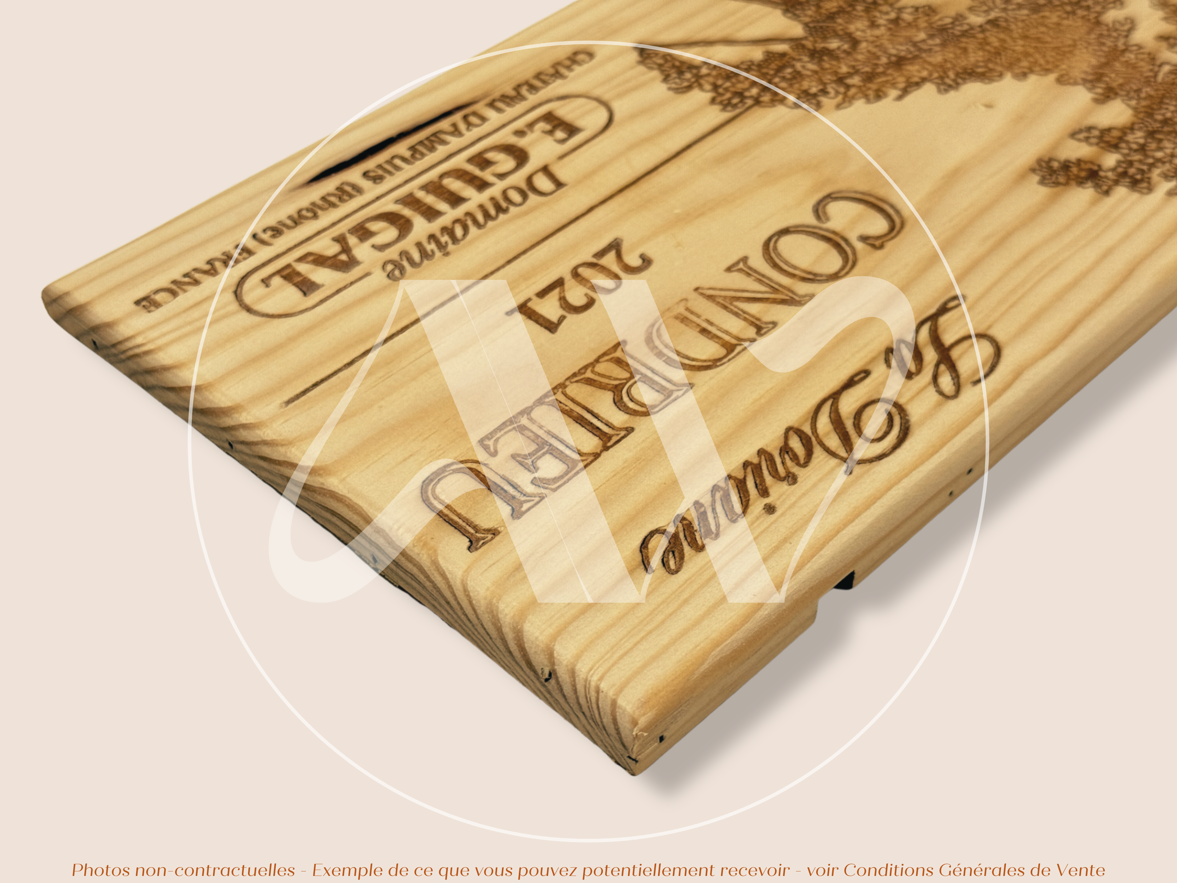 Estampe de caisse de vin – La Doriane 2021 – Condrieu, Domaine E. Guigal – 30 × 17 cm