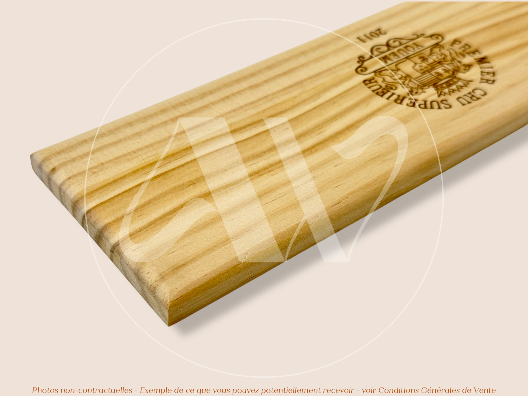 Estampe / Façade d'une caisse de vin en bois du Chateau Yquem 2011 - Sauternes - Bordeaux | Format 1 bouteille = 30x9