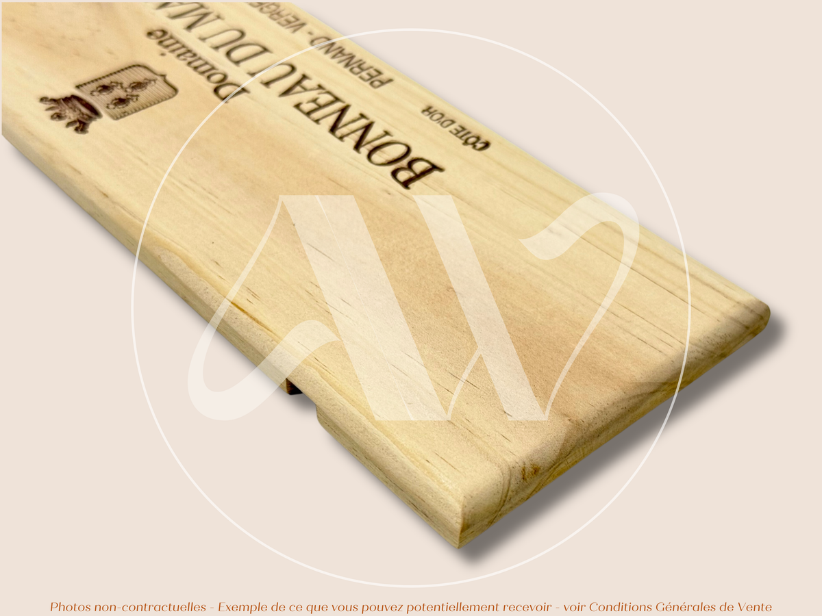 Estampe / Façade d'une caisse de vin en bois du Domaine Bonneau du Martray - Bourgogne | Format 6 bouteilles = 30x9 cm