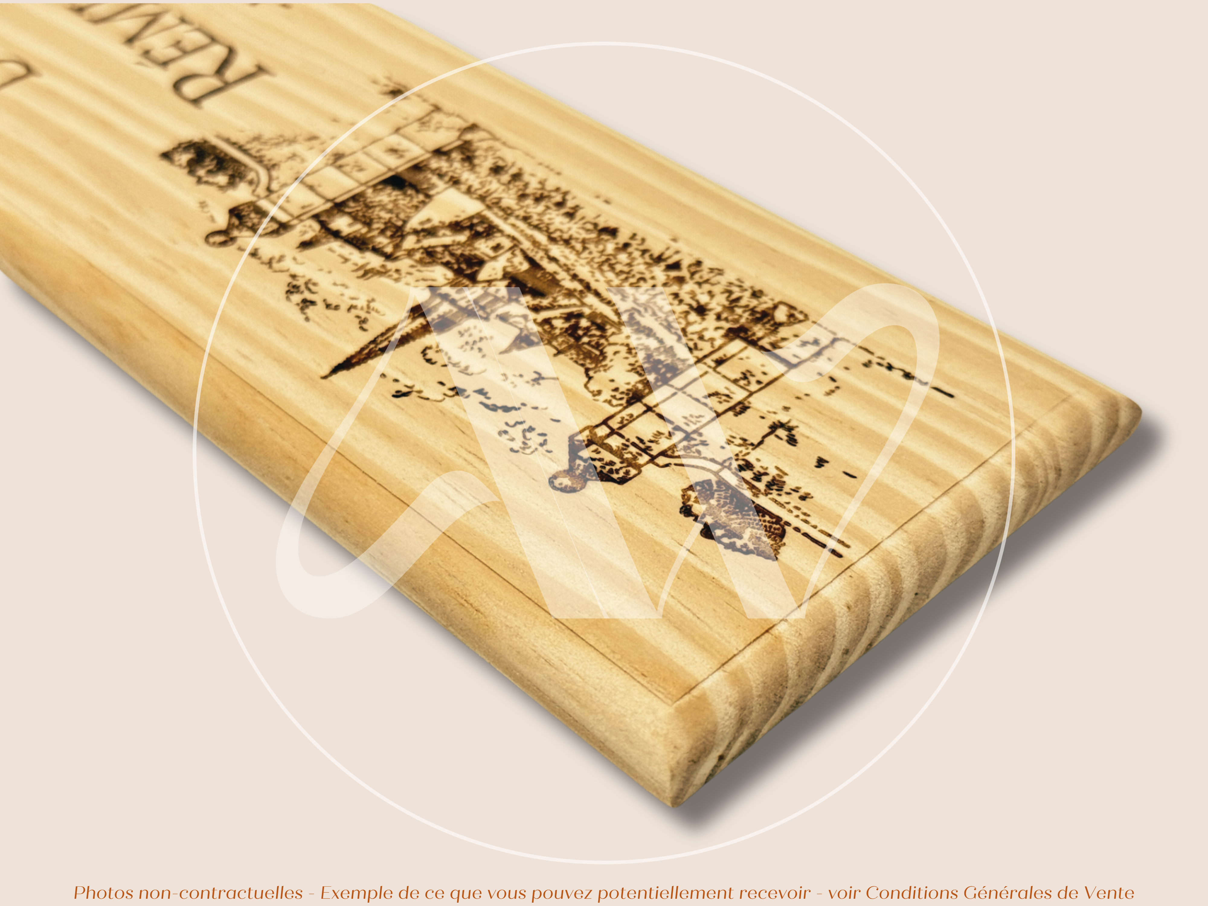 Domaine Rémi Jobard — Meursault — Côte de Beaune — Bourgogne — France — Sans millésime — 30 × 9 cm — Façade plaque caisse de vin en bois