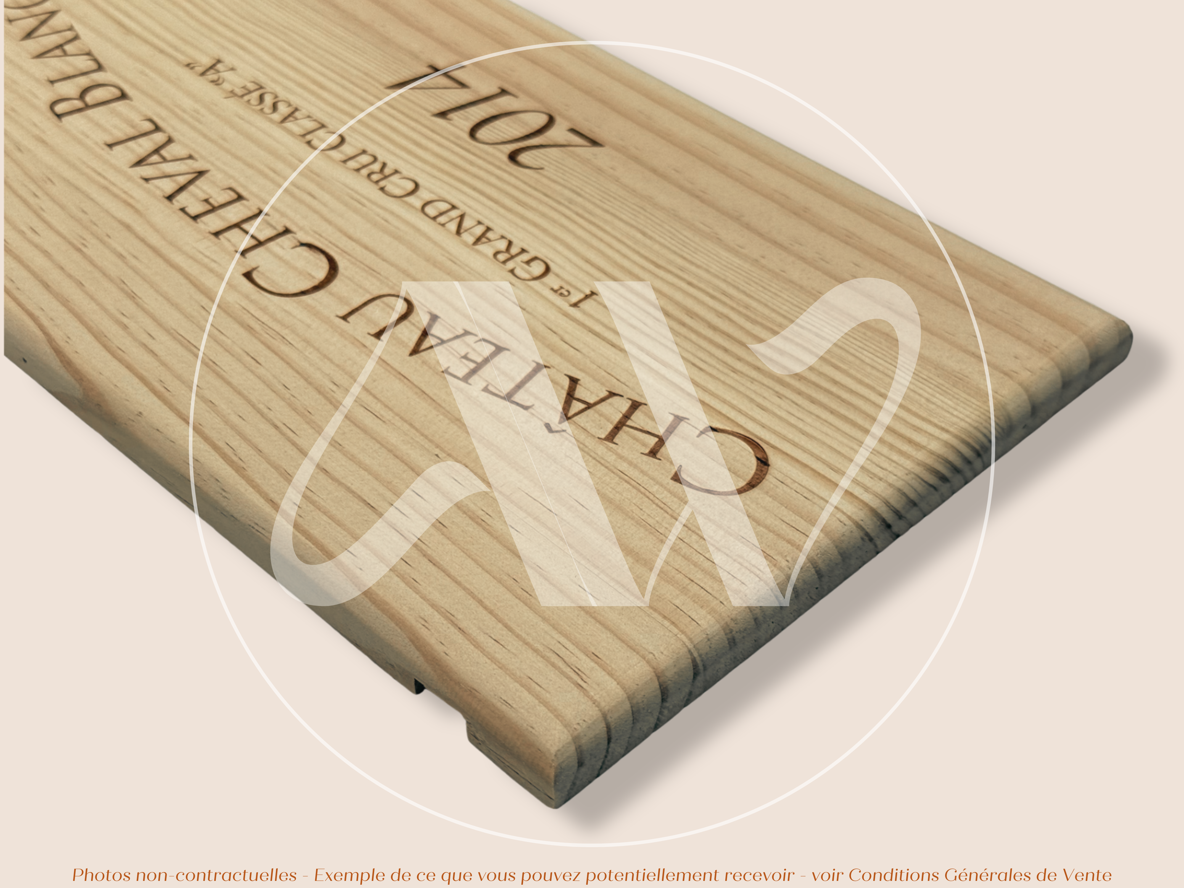 Estampe de caisse de vin Château Cheval Blanc 2014 – Saint-Émilion Grand Cru – 30 × 17 cm