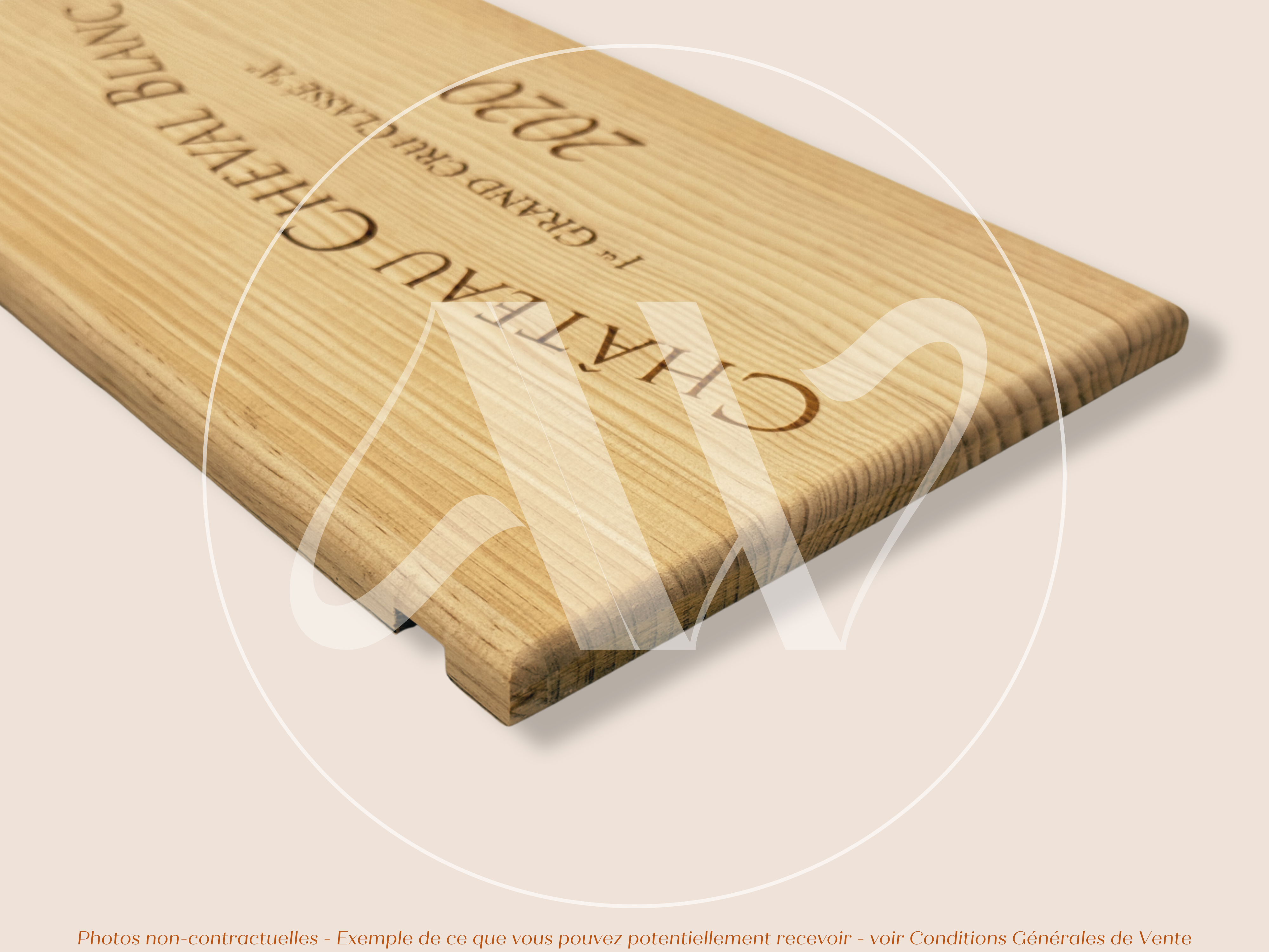 Estampe de caisse de vin Château Cheval Blanc 2020 – Saint-Émilion Grand Cru – 30 × 17 cm