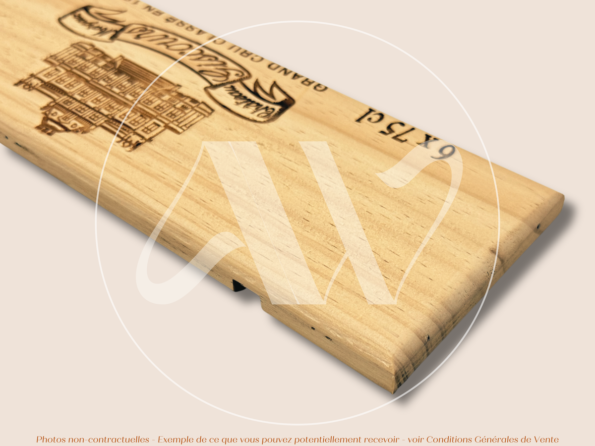 Estampe / Façade d'une caisse de vin en bois du Chateau Giscours - Bordeaux | Format 6 bouteille = 30x9 cm