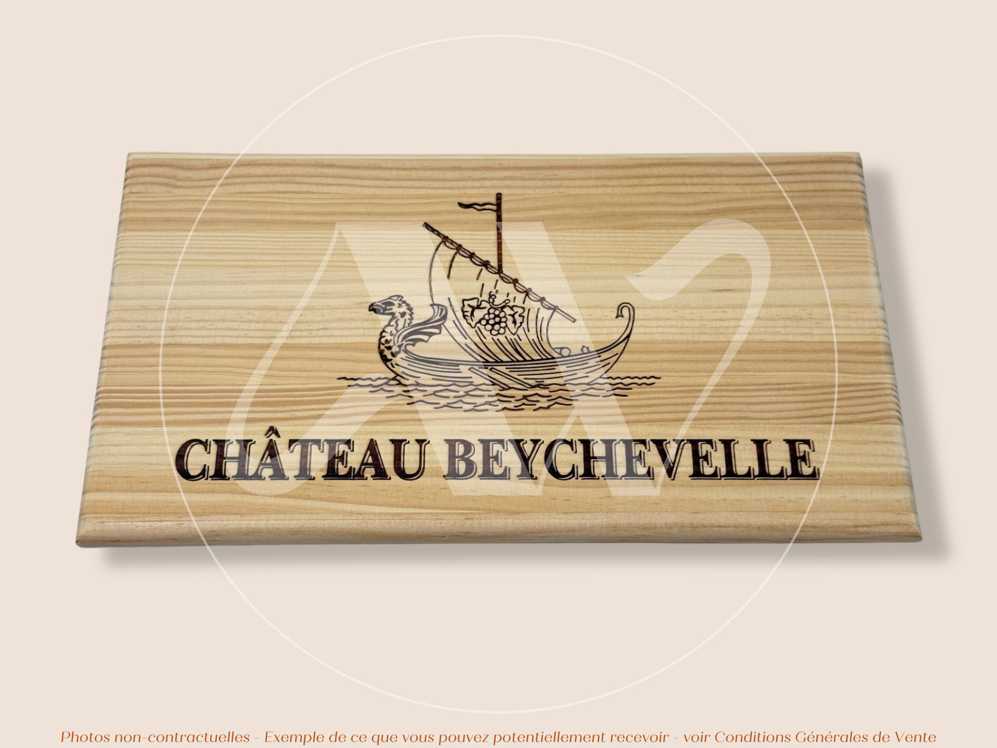 Façade Estampe bois – Château Beychevelle – Saint-Julien (Bordeaux) – Format 30x17 cm – (Icône du Médoc – RARE)