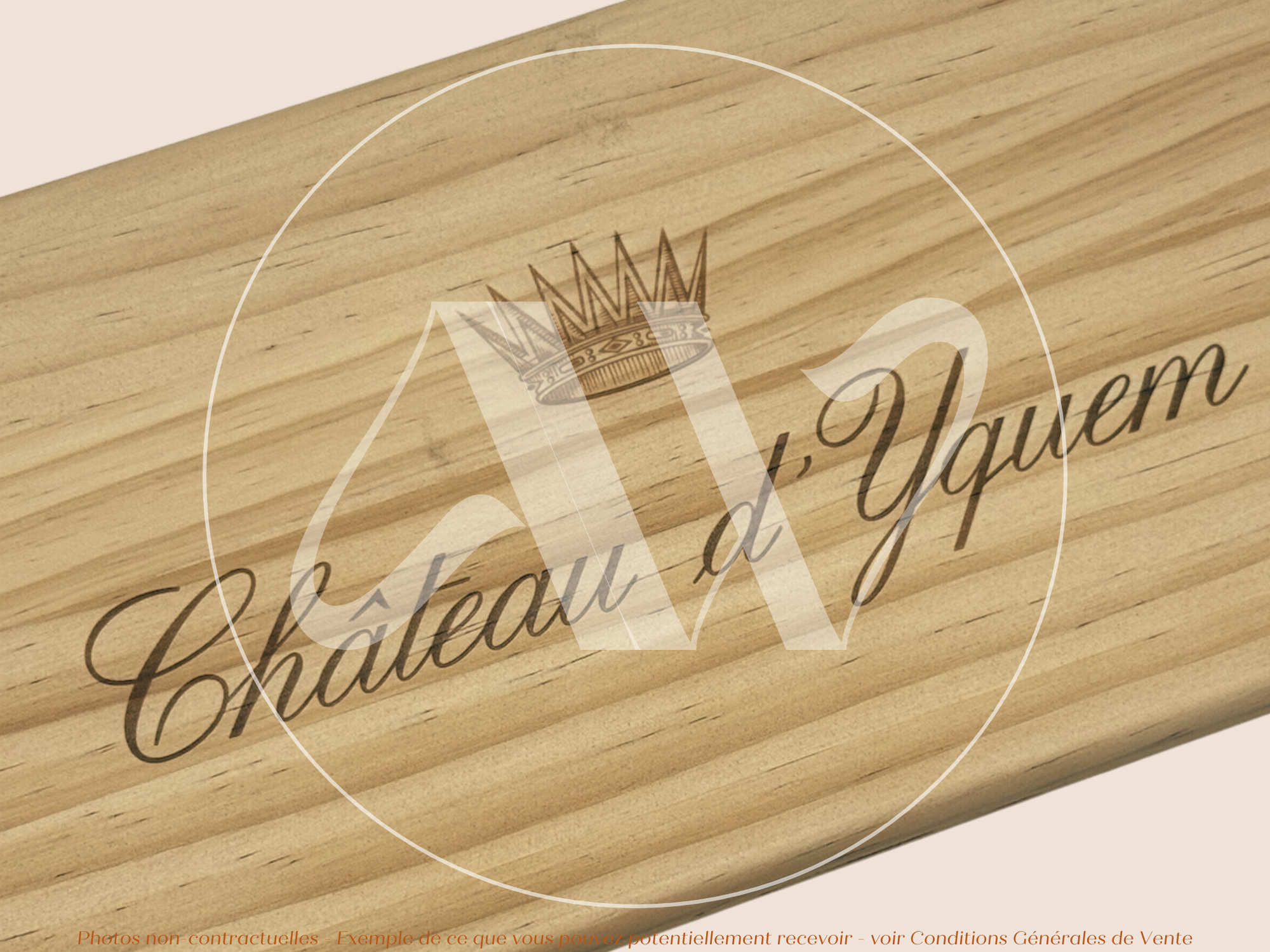 Estampe de caisse de vin – Château d’Yquem – Sauternes – 30 × 17 cm - couvercle sans millésime