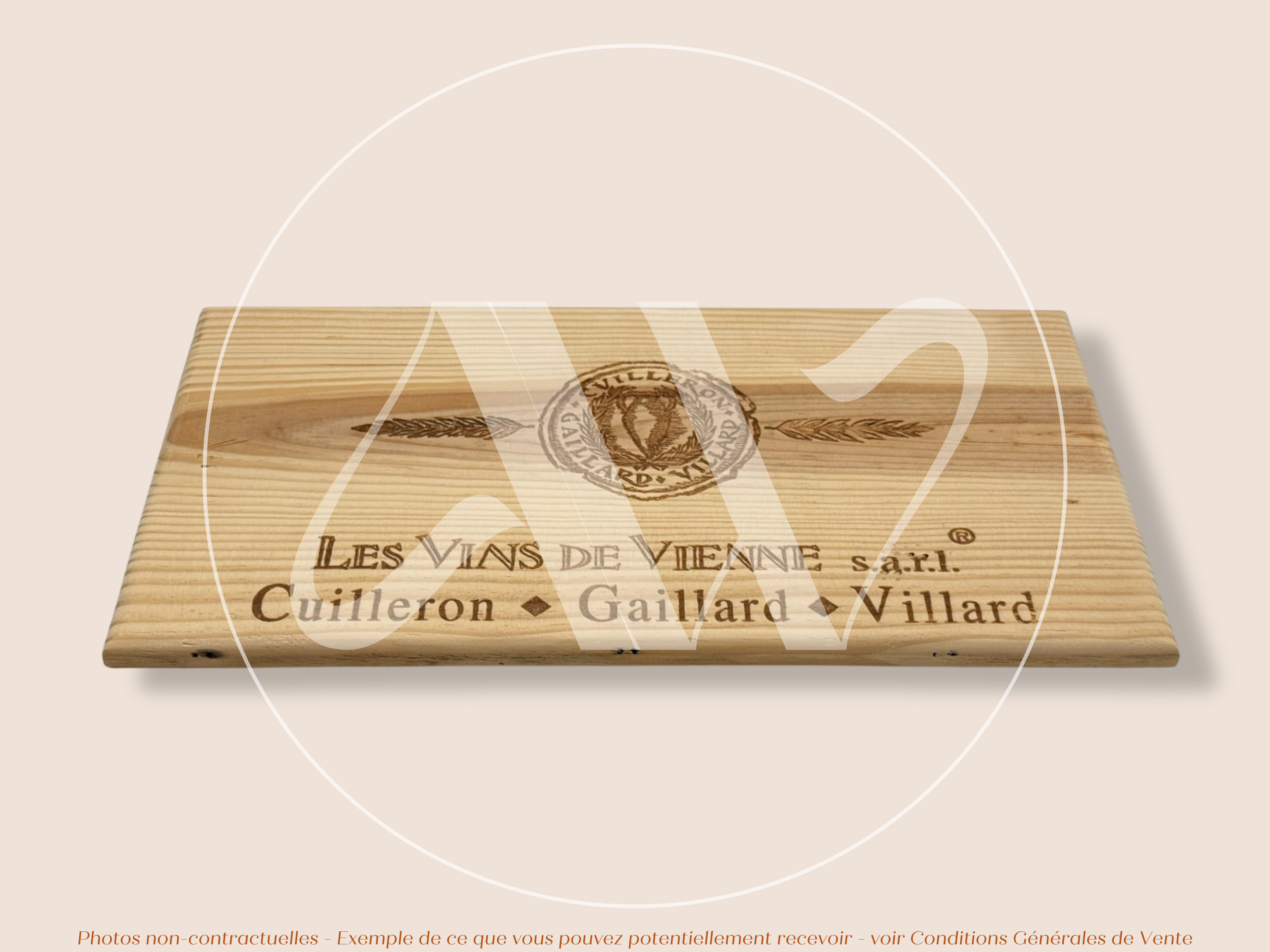 Estampe de caisse de vin – Les Vins de Vienne – Vallée du Rhône – 30 × 17 cm