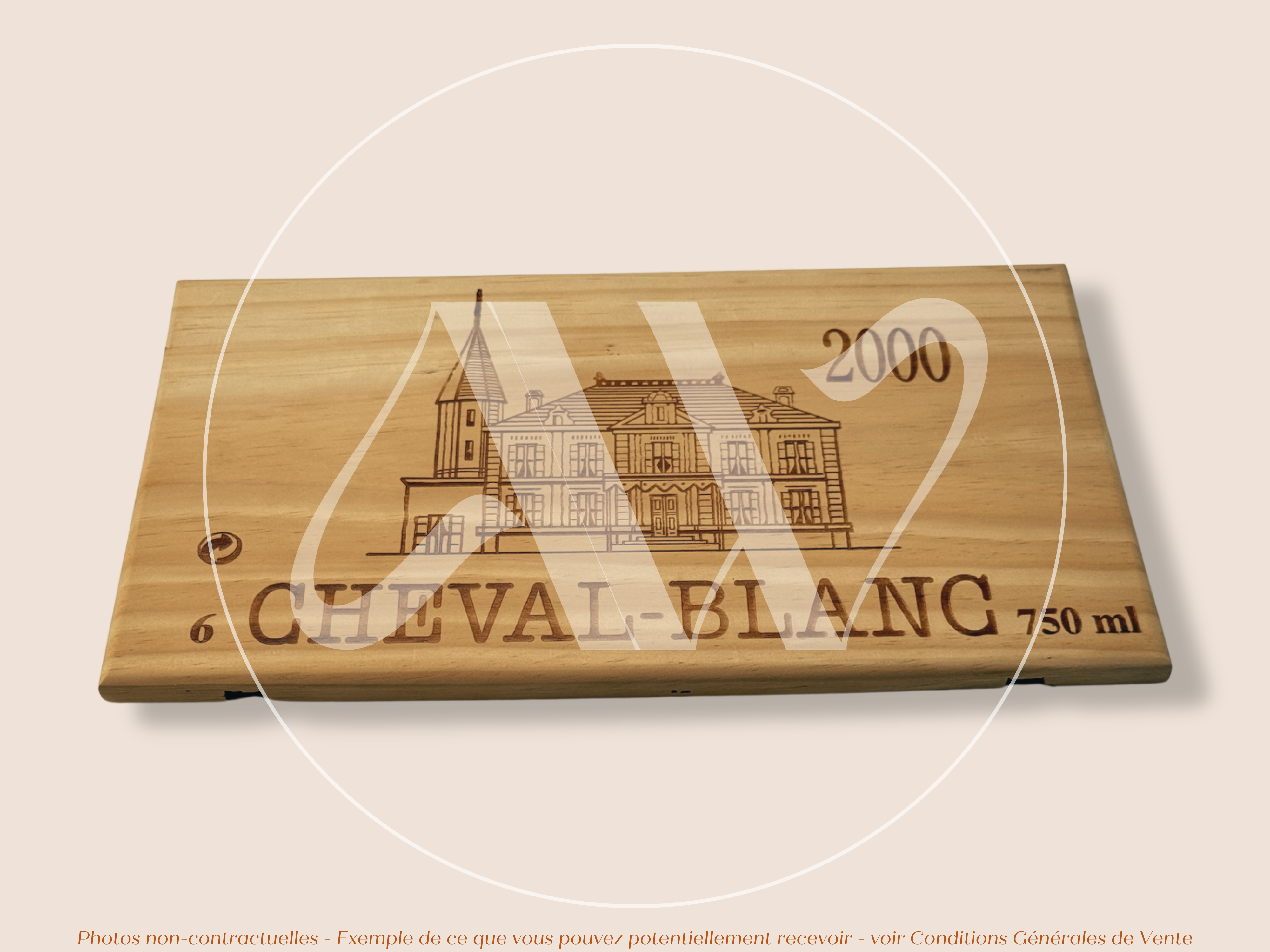 Estampe de caisse de vin Château Cheval Blanc 2000 – Saint-Émilion – Bordeaux - 30 × 17 cm