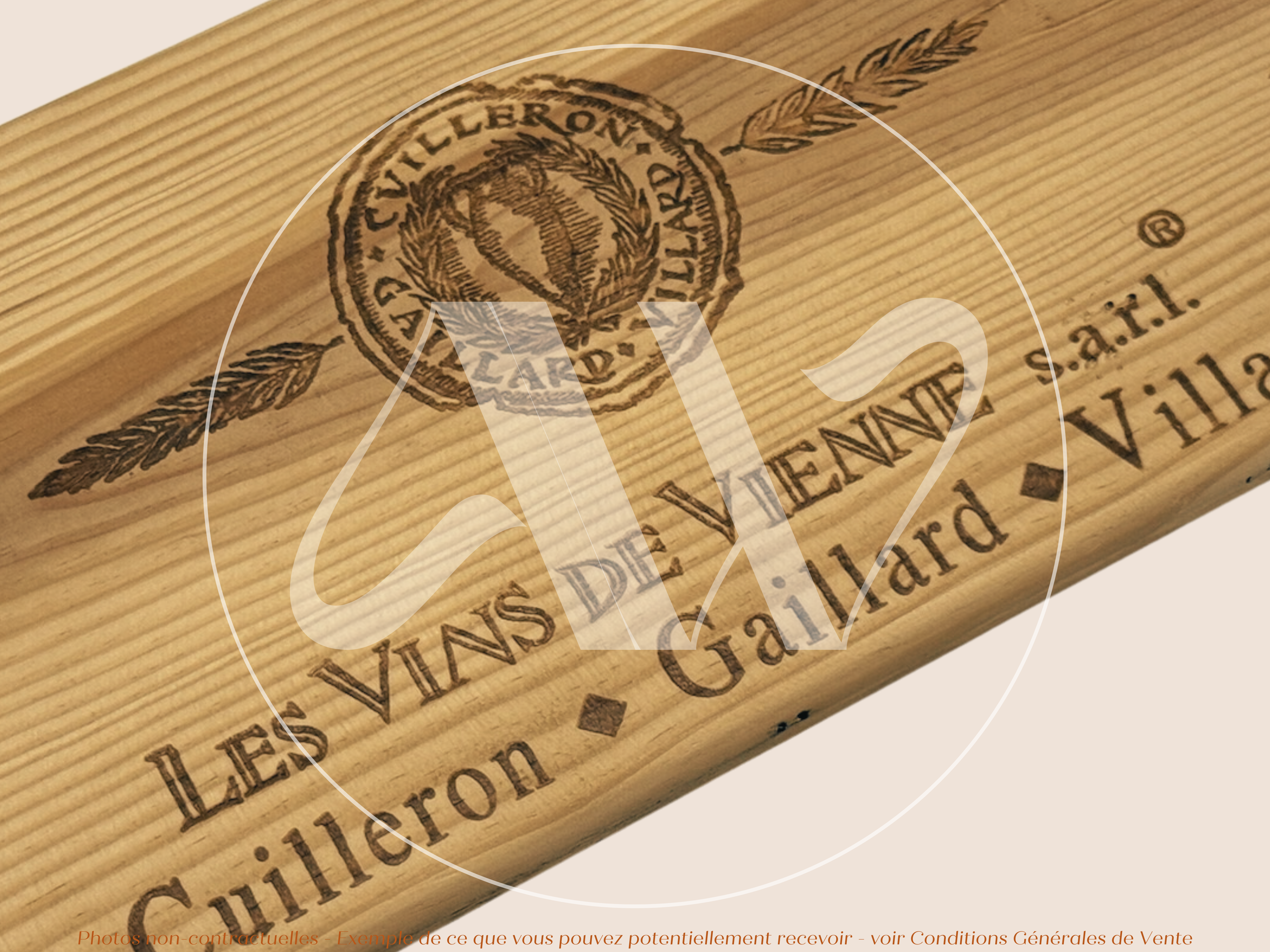 Estampe de caisse de vin – Les Vins de Vienne – Vallée du Rhône – 30 × 17 cm