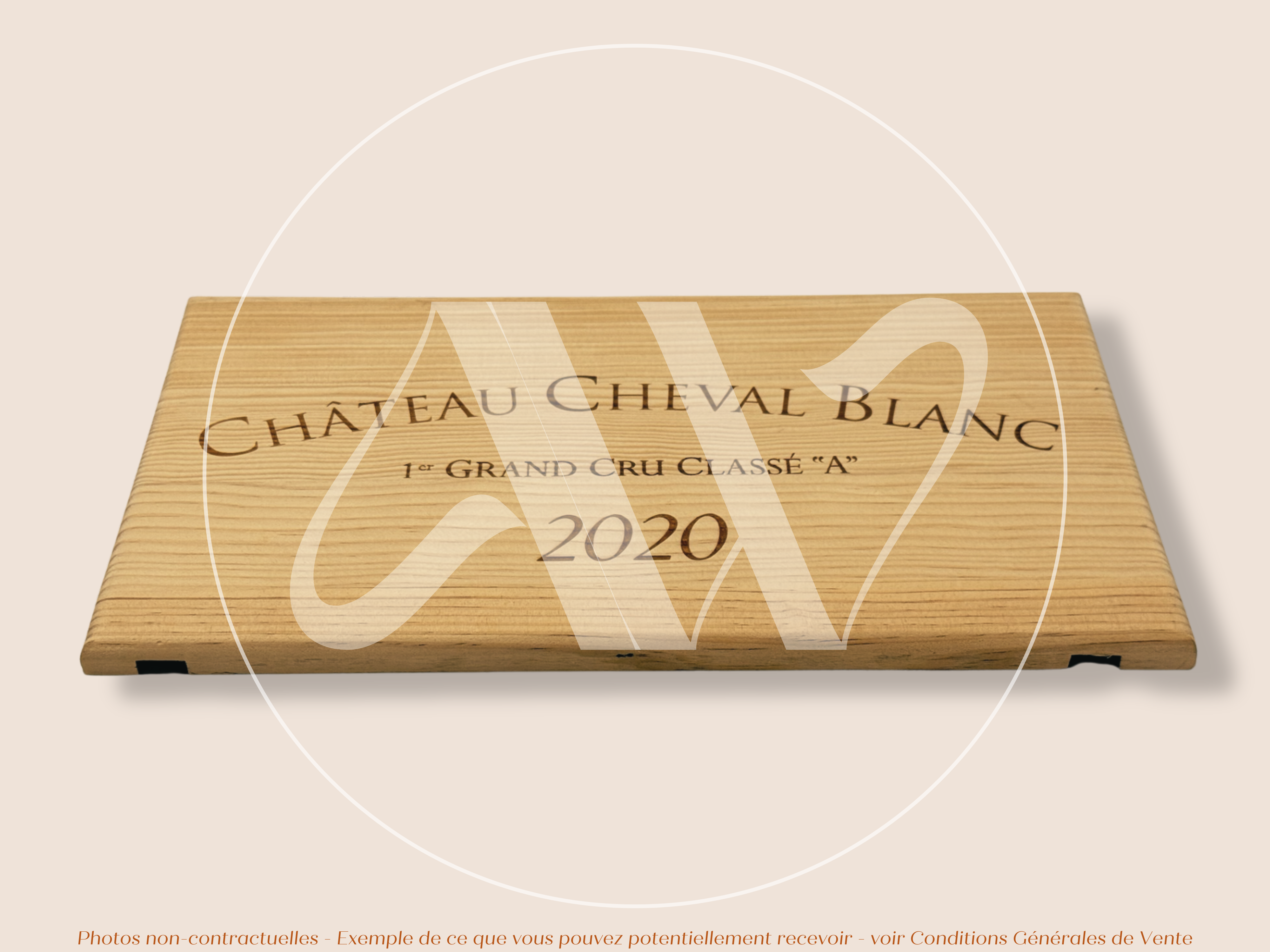 Estampe de caisse de vin Château Cheval Blanc 2020 – Saint-Émilion Grand Cru – 30 × 17 cm