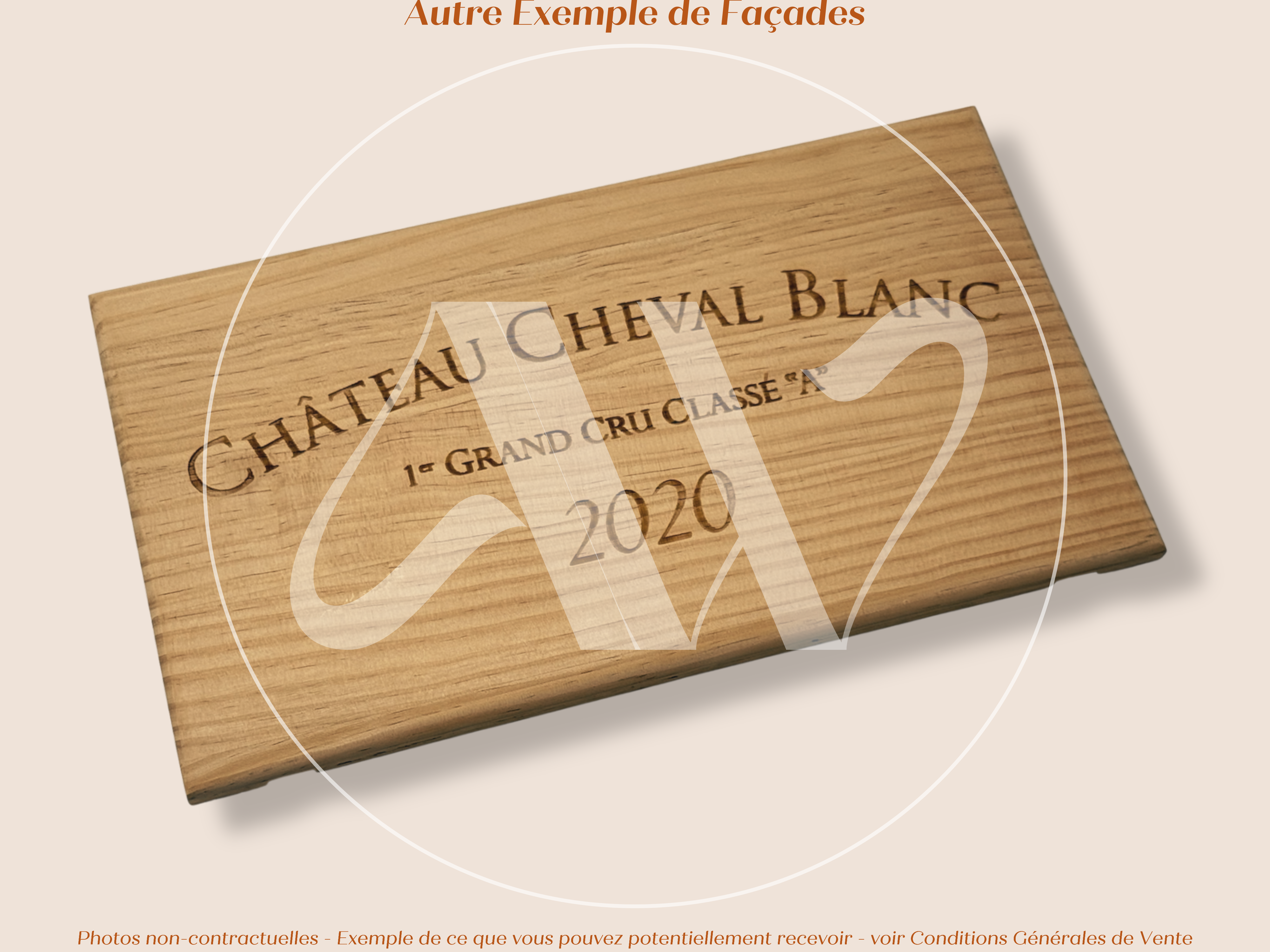 Estampe de caisse de vin Château Cheval Blanc 2020 – Saint-Émilion Grand Cru – 30 × 17 cm