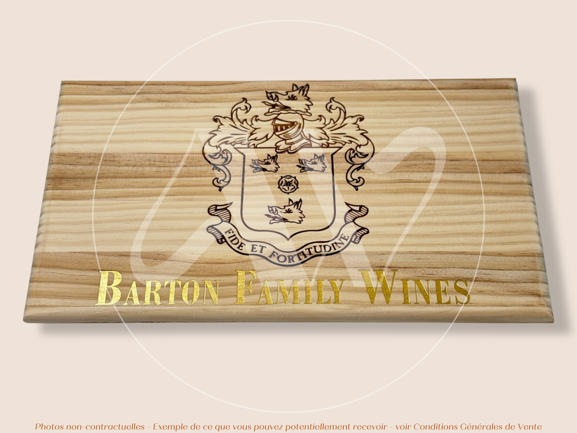 Façade Estampe bois – Barton Family Wines – Bordeaux – Format 30x17 cm – (inscription dorée)