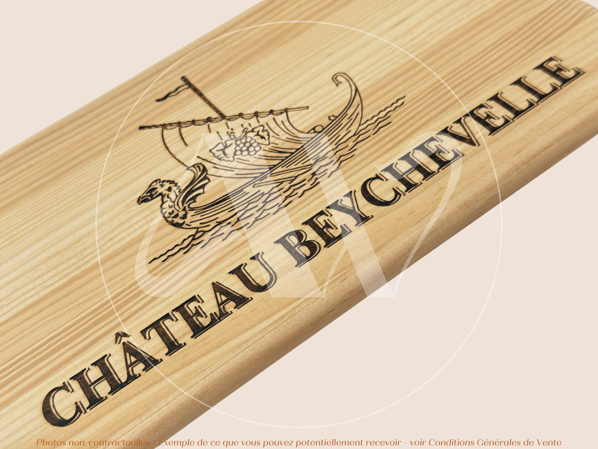 Façade Estampe bois – Château Beychevelle – Saint-Julien (Bordeaux) – Format 30x17 cm – (Icône du Médoc – RARE)