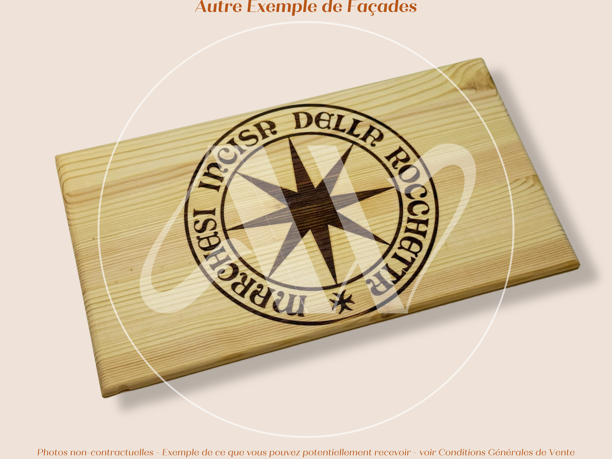 Estampe / Façade d'une caisse de vin en bois du Domaine Sassicaia Tenuta San Guido - Bolgheri - Italie | Format 6 bouteilles = 30x17 cm