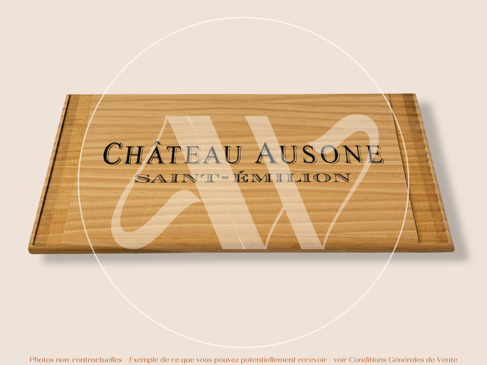 Estampe de caisse de vin – Château Ausone – Saint-Émilion – 30 × 17 cm