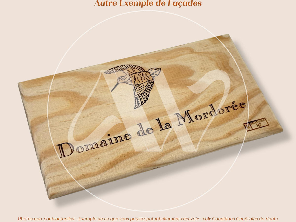 Estampe / Façade d'une caisse de vin en bois du Domaine de la Mordorée - Vallée du Rhône | Format 6 bouteilles = 30x17 cm