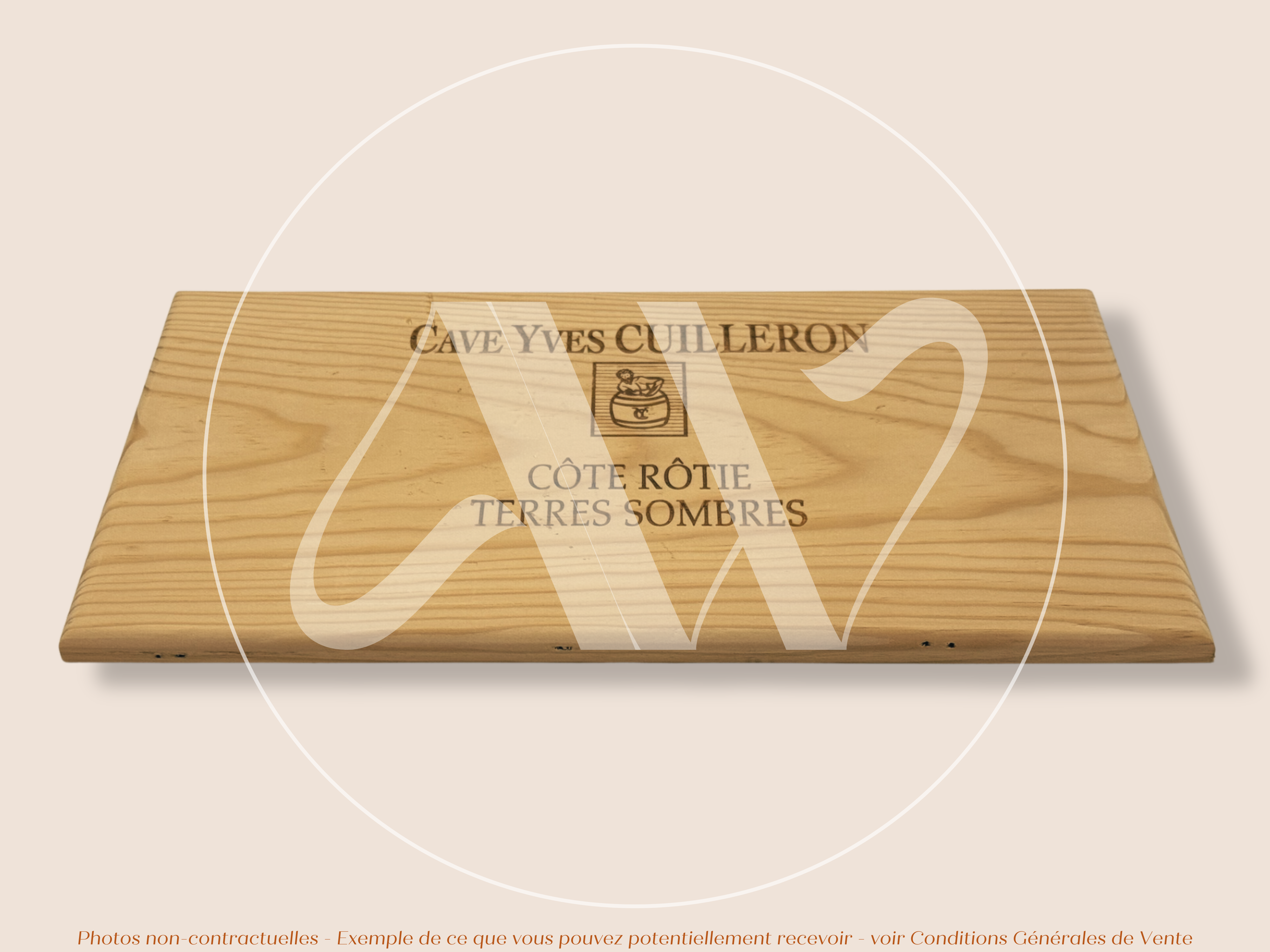 Estampe de caisse de vin – Cave Yves Cuilleron – Côte-Rôtie Terres Sombres – 30 × 17 cm