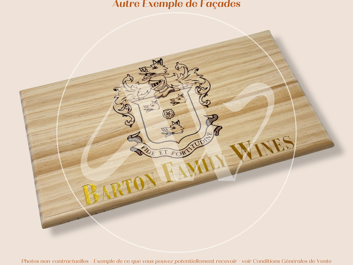 Façade Estampe bois – Barton Family Wines – Bordeaux – Format 30x17 cm – (inscription dorée)
