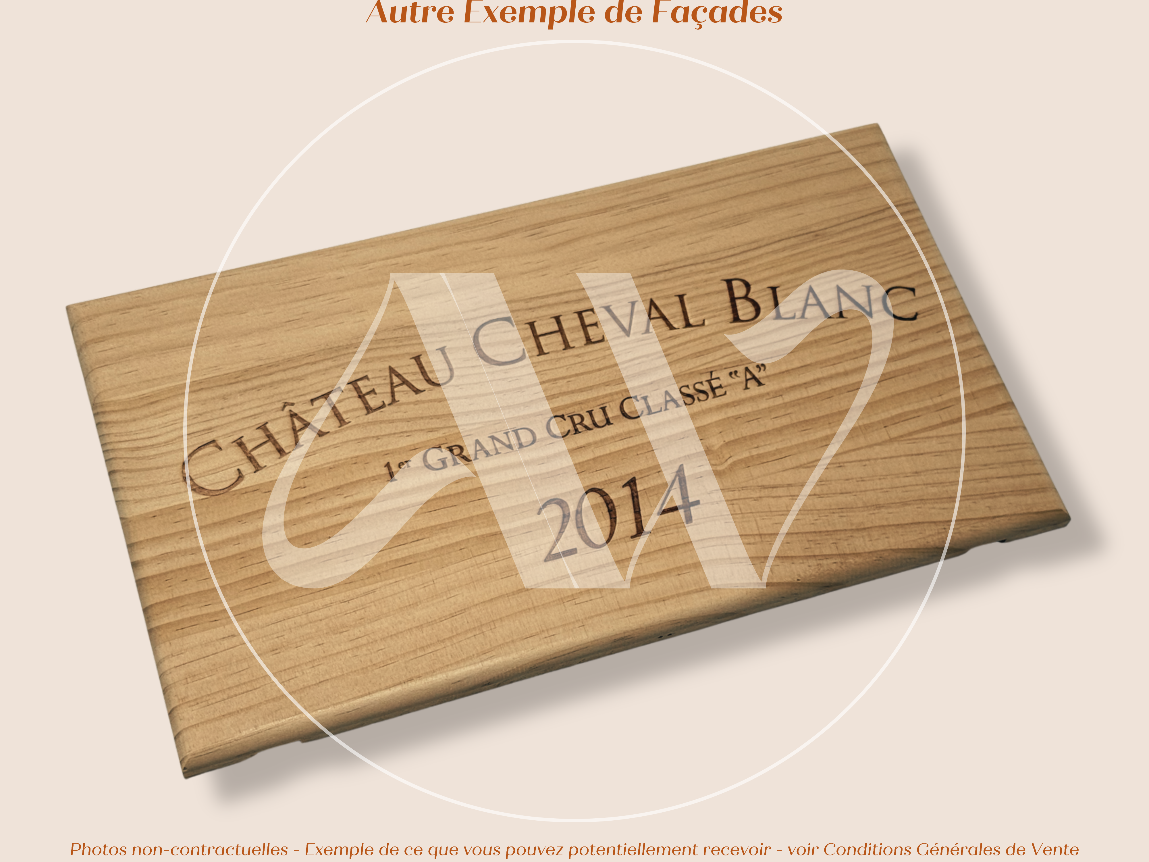 Estampe de caisse de vin Château Cheval Blanc 2014 – Saint-Émilion Grand Cru – 30 × 17 cm