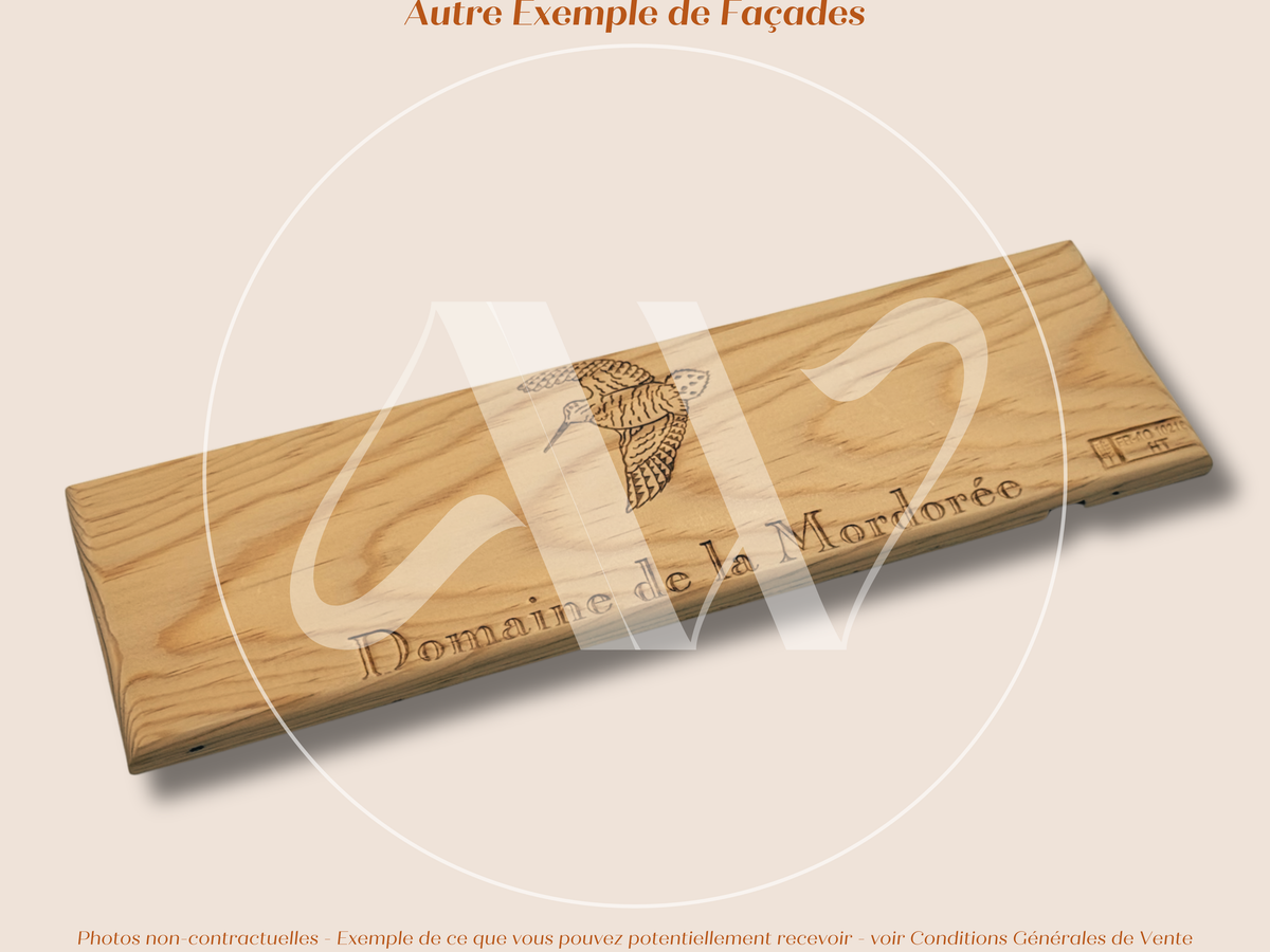 Estampe / Façade d'une caisse de vin en bois du Domaine de la Mordorée - Vallée du Rhône | Format 1 bouteille = 30x9 cm
