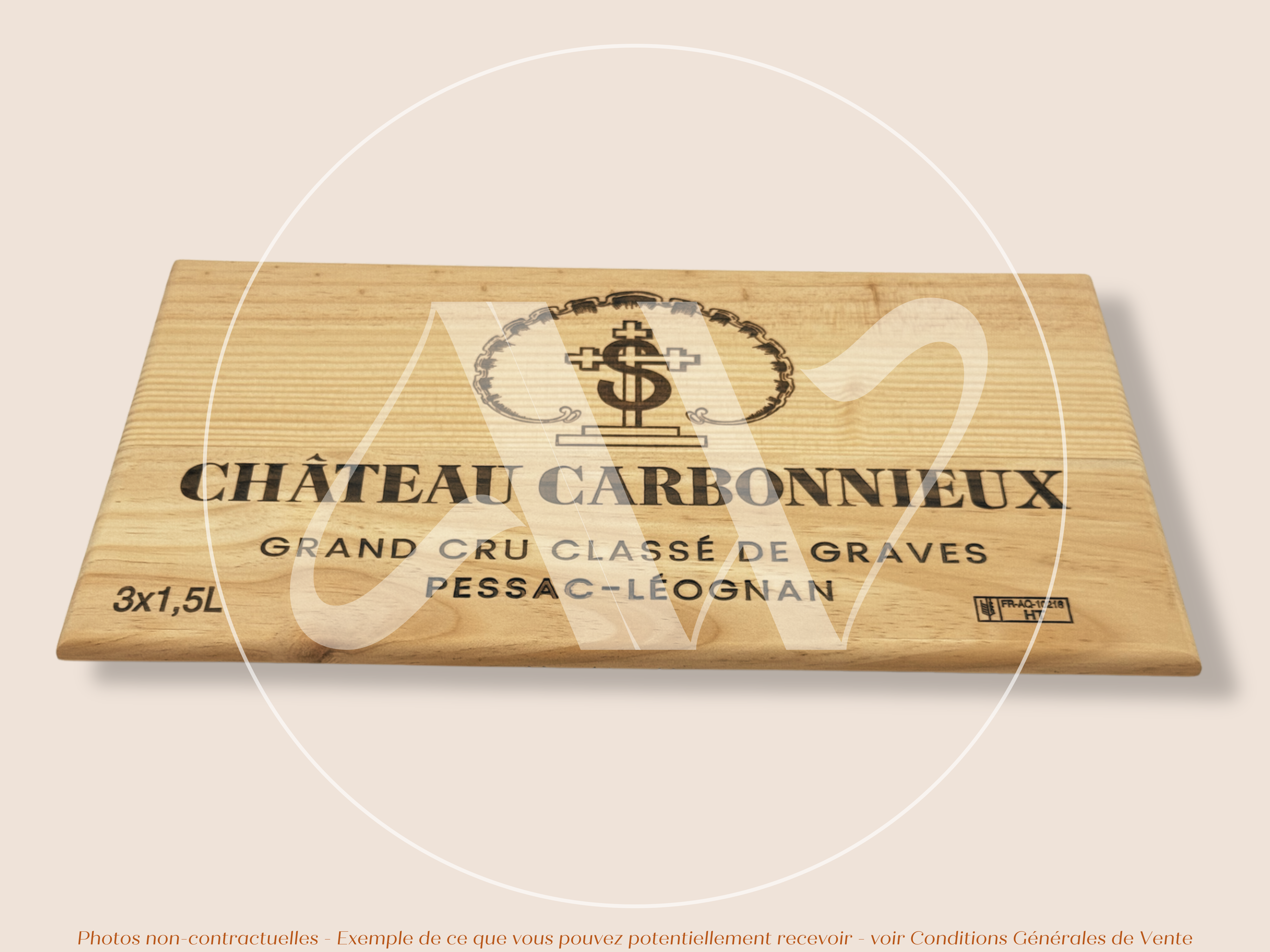 Estampe de caisse de vin – Château Carbonnieux – Bordeaux - Pessac-Léognan – 30 × 17 cm