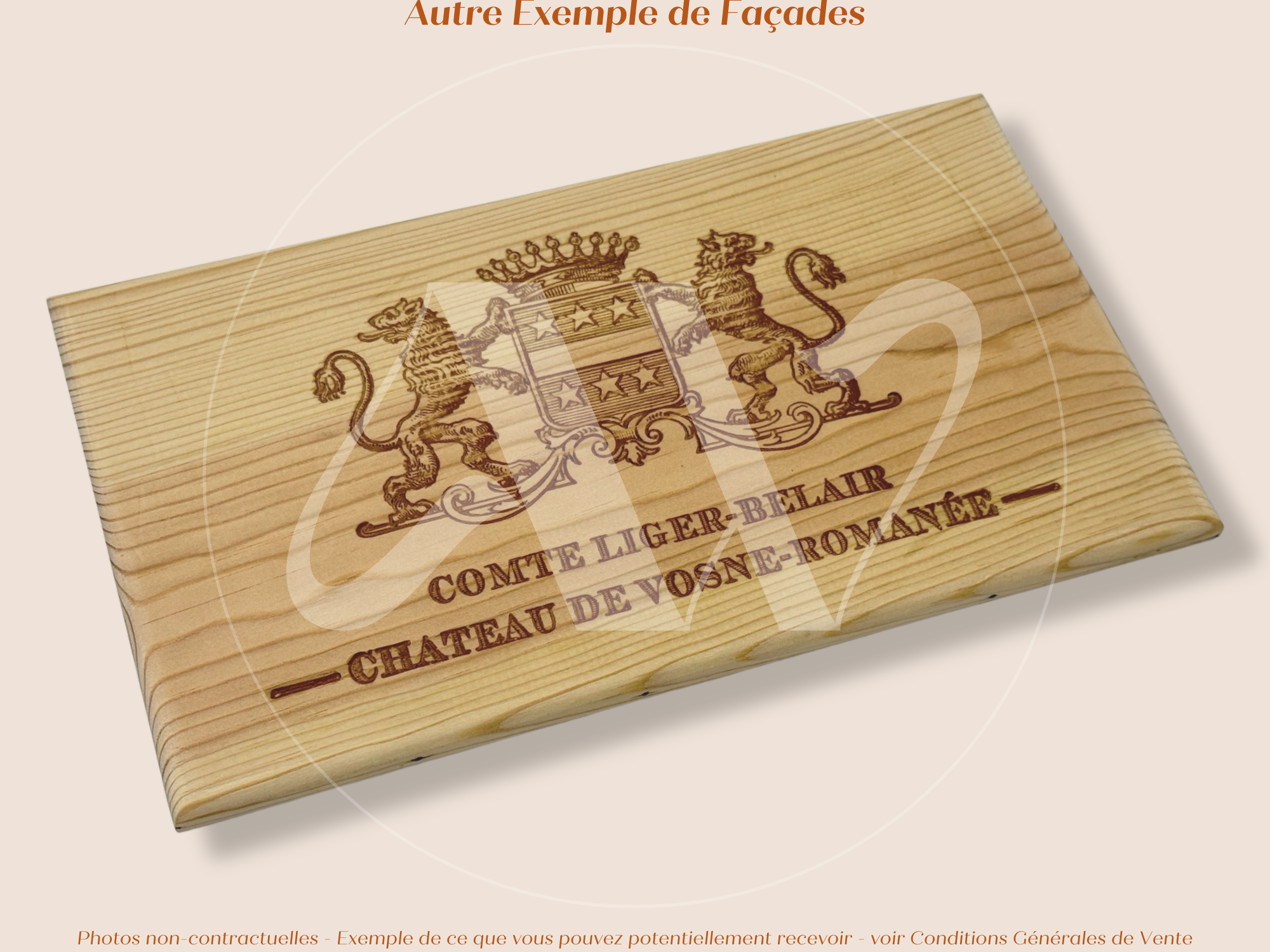 Estampe / Façade d'une caisse de vin en bois du Domaine du Comte Liger Belair - Bourgogne | Format 12 bouteilles = 30x17 cm