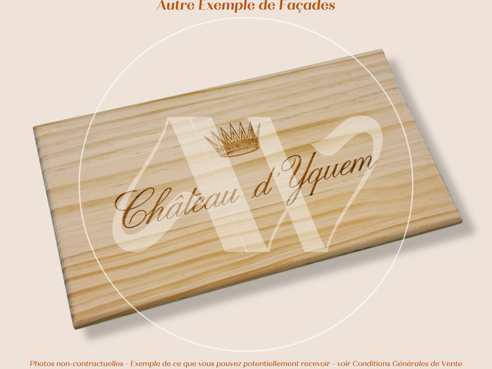 Estampe de caisse de vin – Château d’Yquem – Sauternes – 30 × 17 cm - couvercle sans millésime