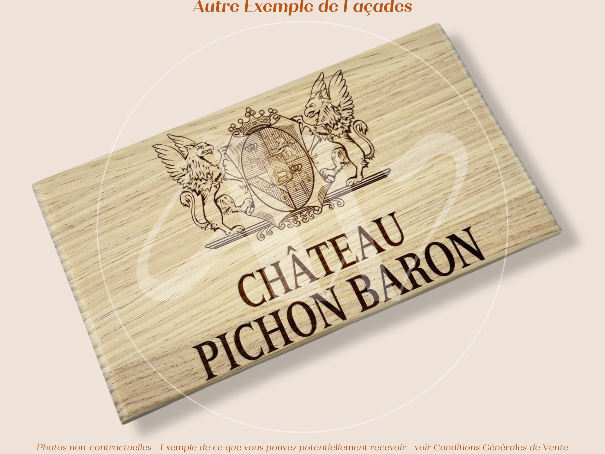 Façade Estampe bois – Château Pichon Baron – Pauillac (Bordeaux) – Format 30x17 cm – (Icône du Médoc)