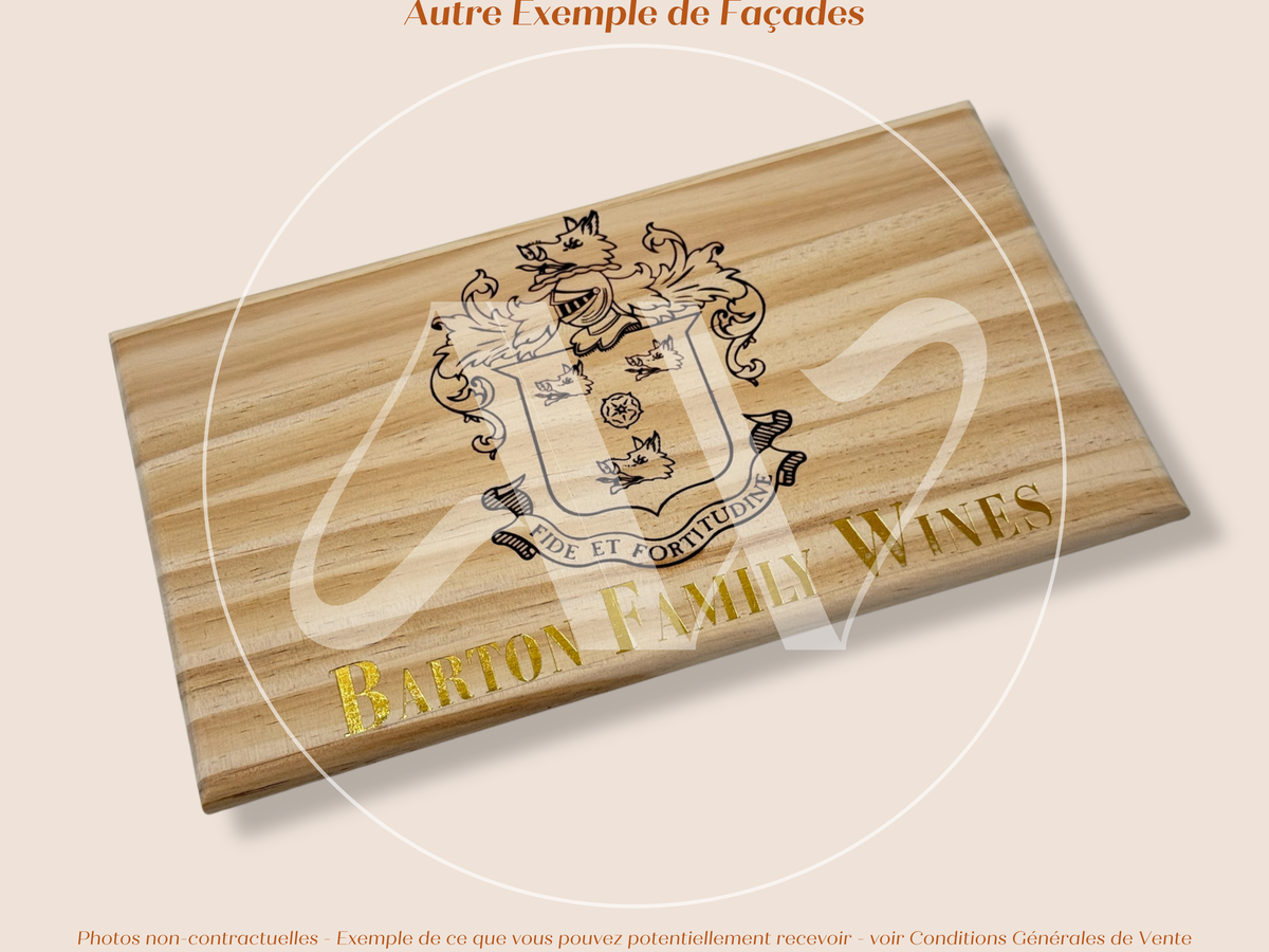 Façade Estampe bois – Barton Family Wines – Bordeaux – Format 30x17 cm – (inscription dorée)