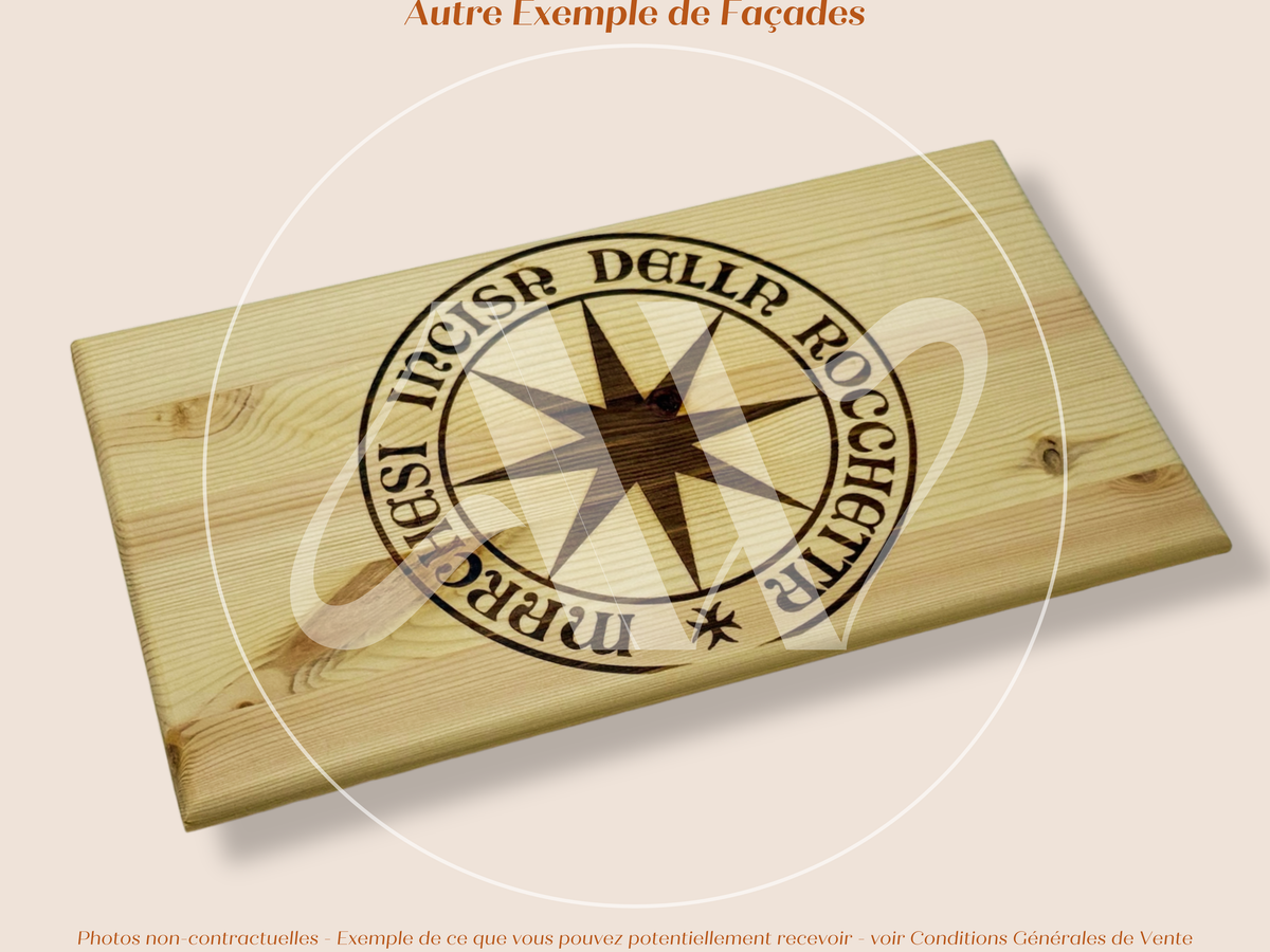 Estampe / Façade d'une caisse de vin en bois du Domaine Sassicaia Tenuta San Guido - Bolgheri - Italie | Format 6 bouteilles = 30x17 cm